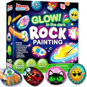 JOYIN Glow in the Dark Pebble Painting Kit, Gift for 6-12 Year Old Girl